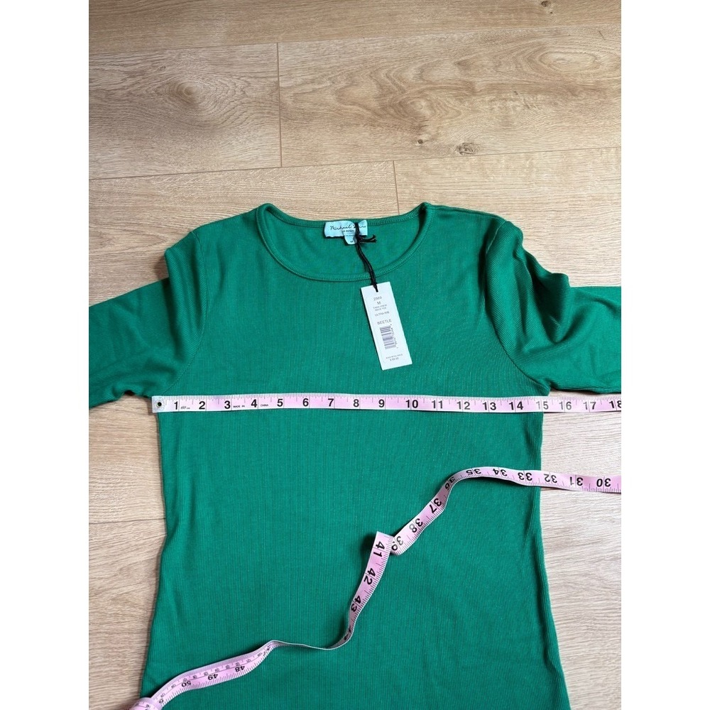 NWT Womens Michael Stars Tara Crew Neck Tee ultra rib beetle green tshirt size M - Picture 6 of 7